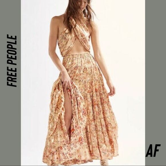 Free People Floral Maxi Dress - Red and Cream - Picture 2 of 14